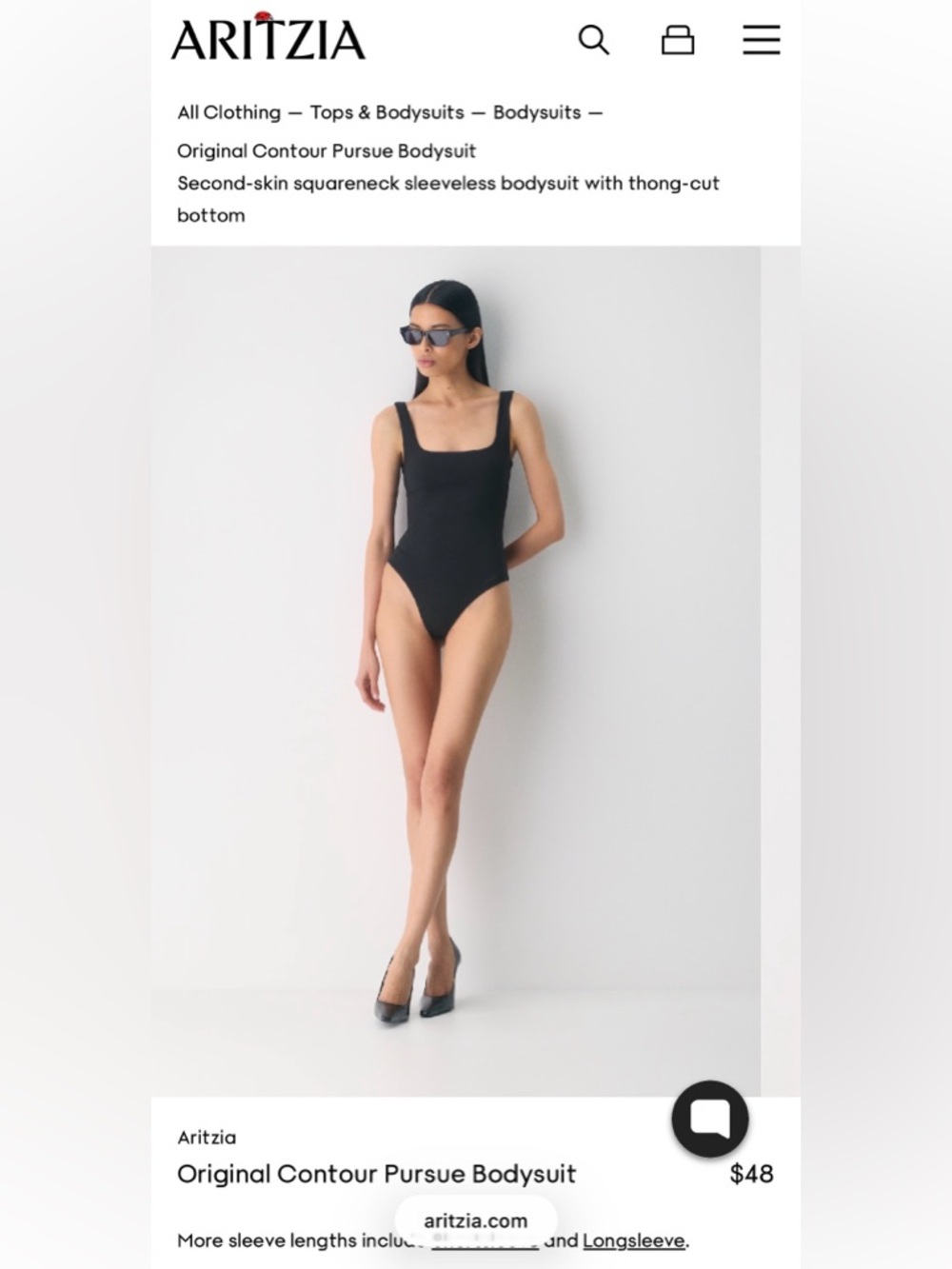 Aritzia Black Contour Pursue Bodysuit
